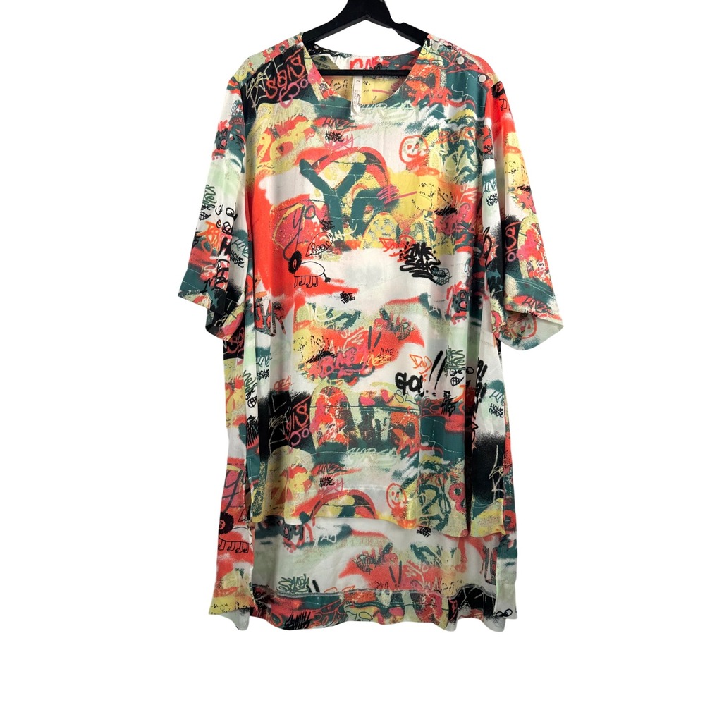 Melissa McCarthy Seven Graffiti Tunic sz 2X Multi Color artsy novelty boho